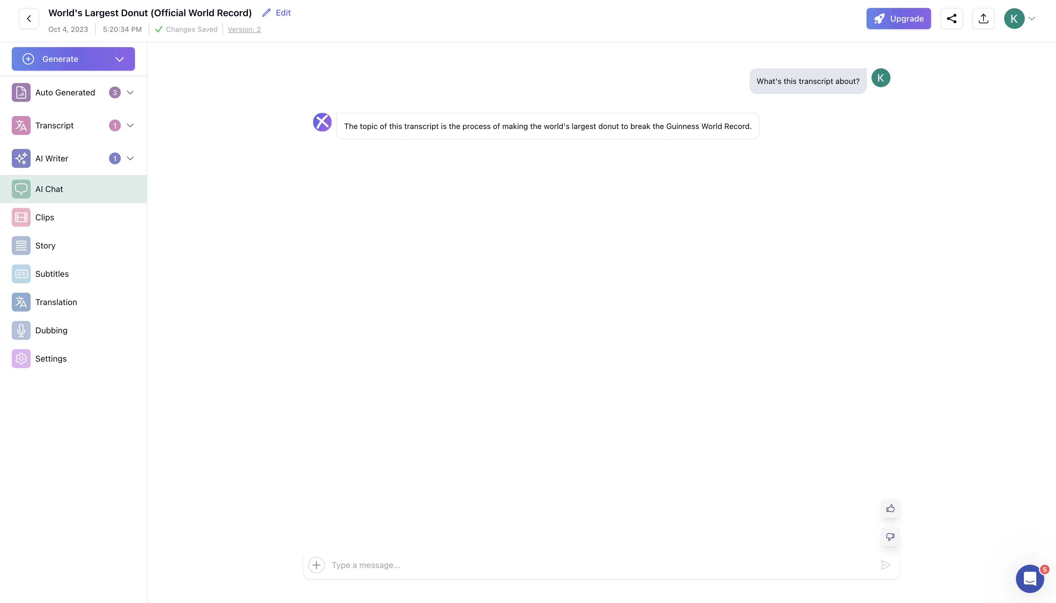 screenshot of Exemplary AI